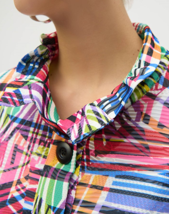 Jacquard Stripe Patchwork Print Trapeze Jacket (252038)