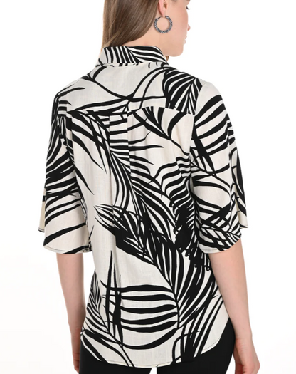Chic Woven Leaf Print Top (256202)
