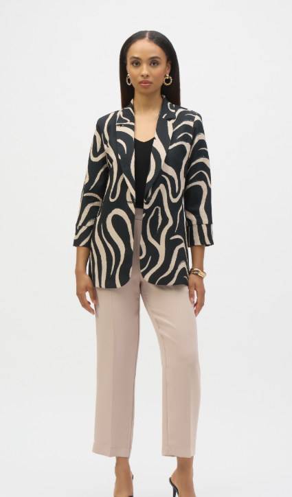 Seersucker Abstract Print Straight Blazer (252152)