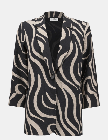 Seersucker Abstract Print Straight Blazer (252152)