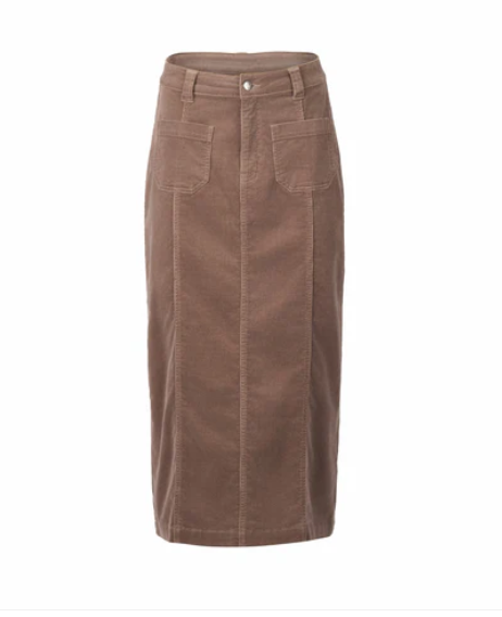 Mid Length Cord Skirt With Front Panel Seams (7064M)