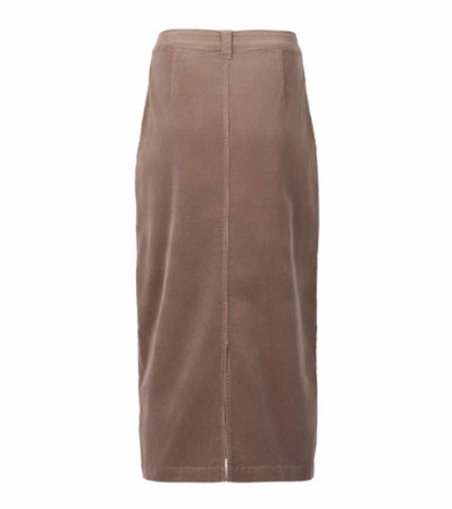 Mid Length Cord Skirt With Front Panel Seams (7064M)