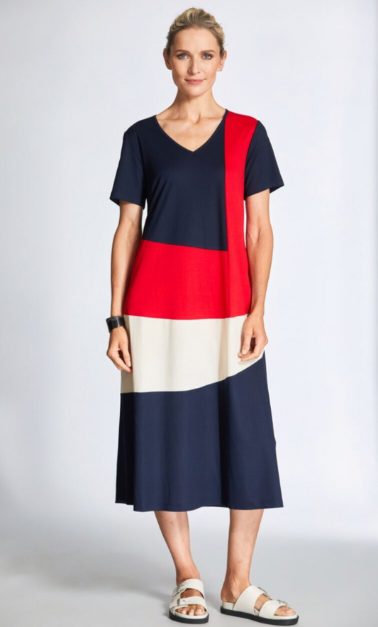 Colour Block Long Dress (S25157)