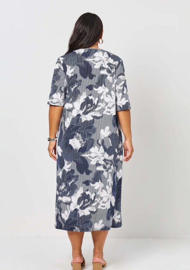 V-Neck Print Jersey Dress (647000)