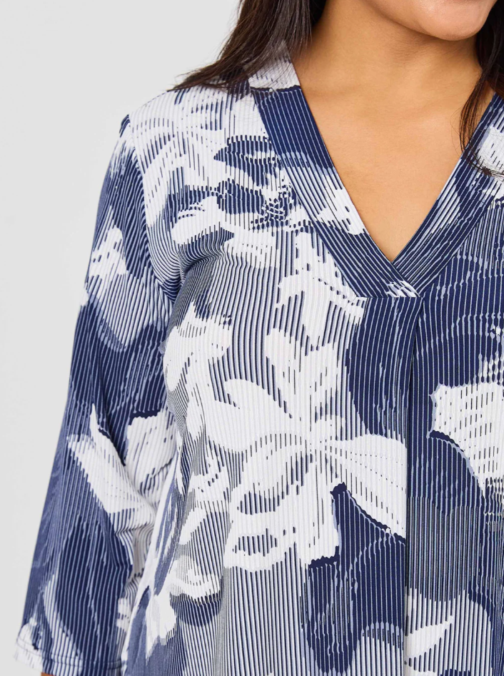 V-Neck Band Invert Print Jersey Top (640004)