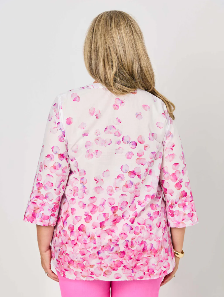 V-Insert Button Thru Print Cotton Shirt (641044)