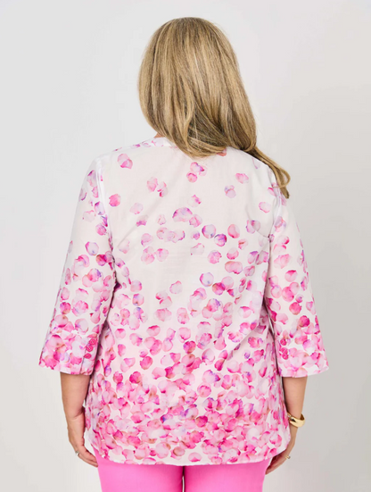 V-Insert Button Thru Print Cotton Shirt (641044)