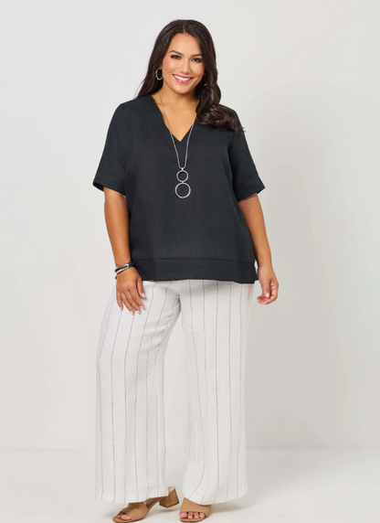 V-Neck Linen Top (640025)