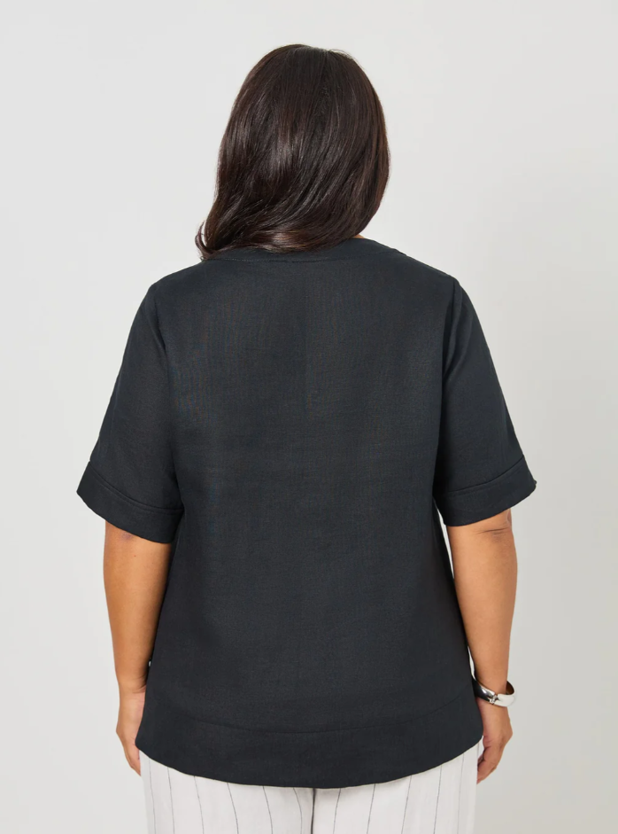 V-Neck Linen Top (640025)