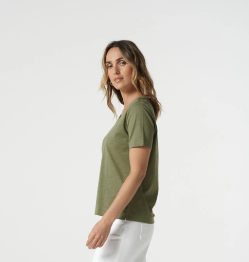 Heat Cotton V Neck Tee With Studs (3312)