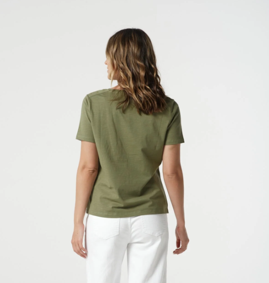 Heat Cotton V Neck Tee With Studs (3312)