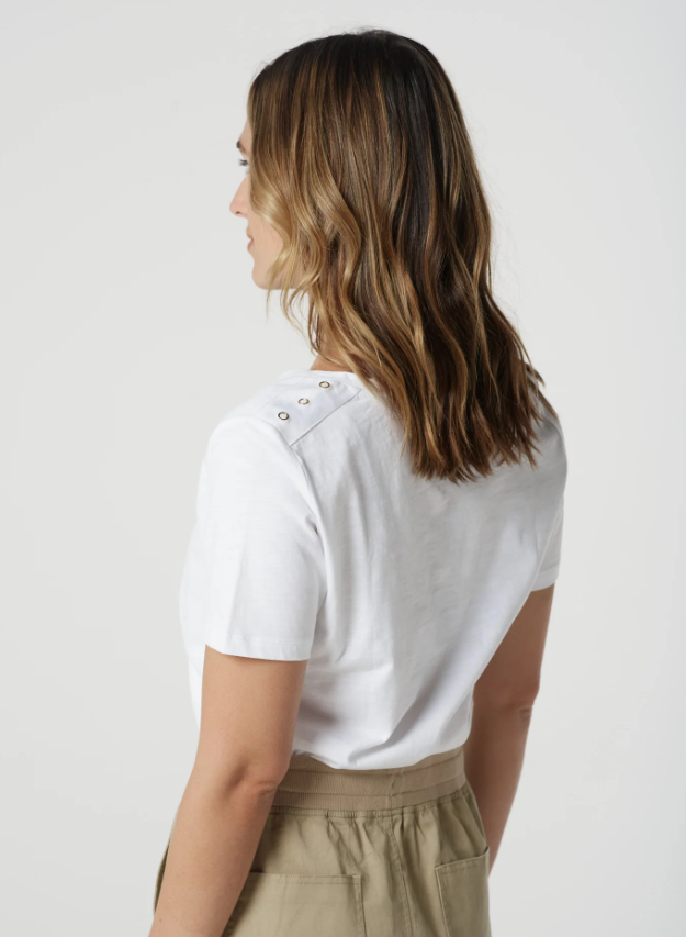 Heat Cotton V Neck Tee With Studs (3312)