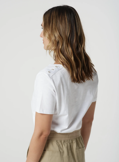 Heat Cotton V Neck Tee With Studs (3312)