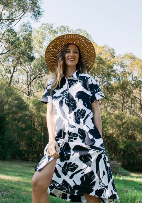 Block Leaf Print Dress (6294-219)