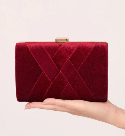Marjorie Plait Velvet Structured Clutch (AVD1748)