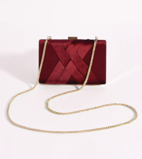 Marjorie Plait Velvet Structured Clutch (AVD1748)