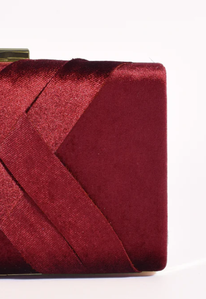 Marjorie Plait Velvet Structured Clutch (AVD1748)