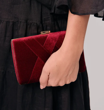Marjorie Plait Velvet Structured Clutch (AVD1748)
