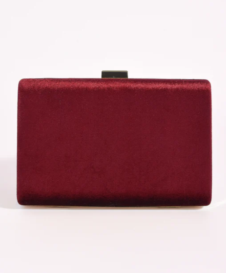 Marjorie Plait Velvet Structured Clutch (AVD1748)