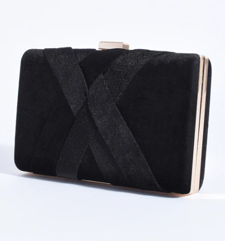 Marjorie Plait Velvet Structured Clutch (AVD1748)