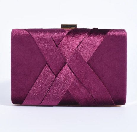 Marjorie Plait Velvet Structured Clutch (AVD1748)
