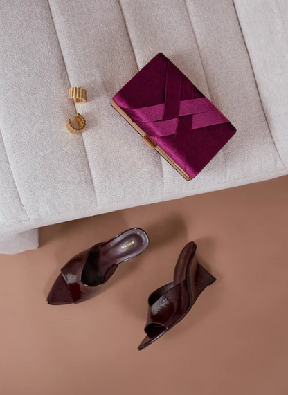 Marjorie Plait Velvet Structured Clutch (AVD1748)