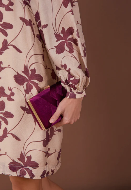 Marjorie Plait Velvet Structured Clutch (AVD1748)