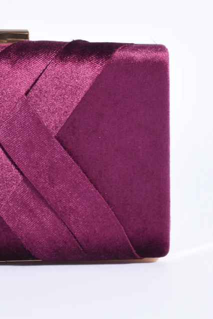 Marjorie Plait Velvet Structured Clutch (AVD1748)