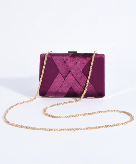 Marjorie Plait Velvet Structured Clutch (AVD1748)