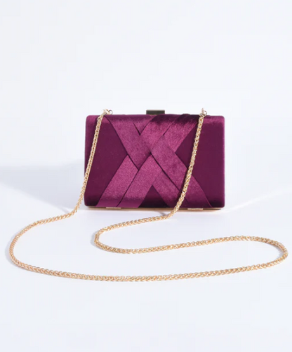 Marjorie Plait Velvet Structured Clutch (AVD1748)