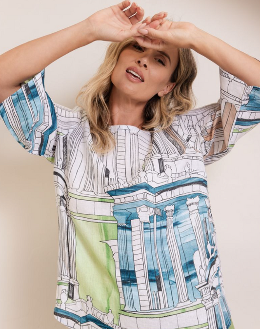 3/4 Sleeve Curved Hem Top (SS391)