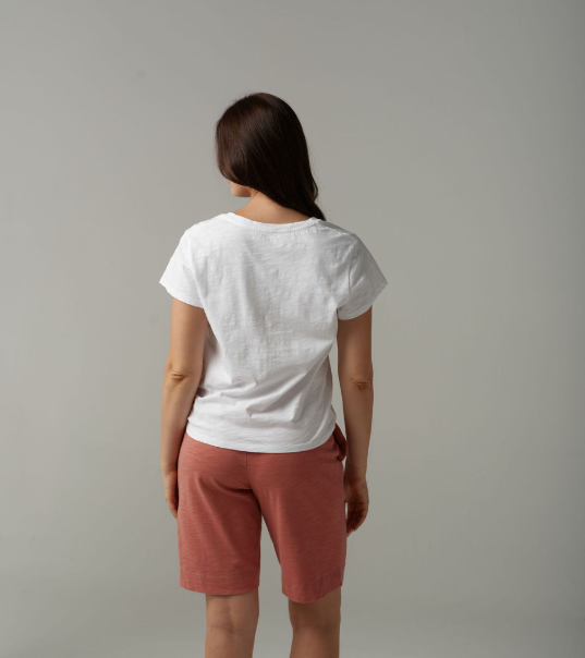 Cross Embroidered V Neck Tee (C13012-241-S25)