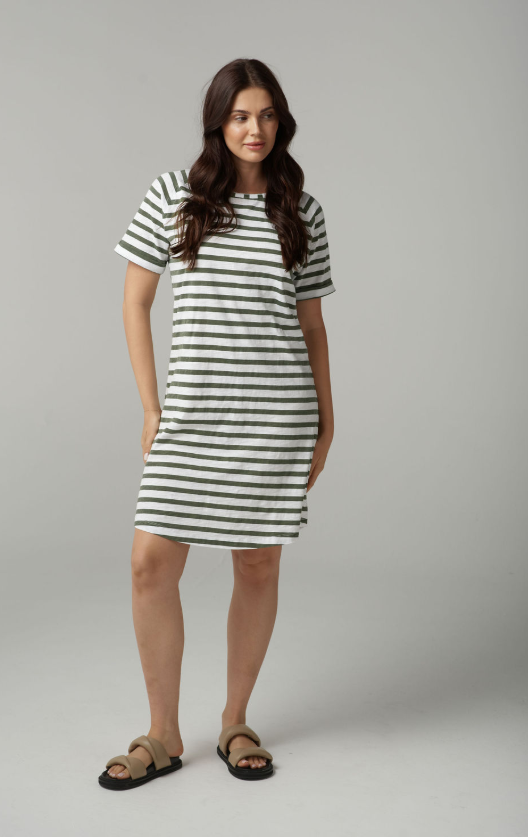 The Stripe Cotton Tee Shirt Dress (C1625-26-S25)