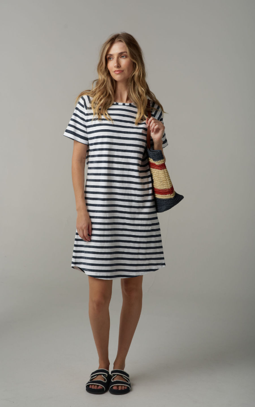 The Stripe Cotton Tee Shirt Dress (C1625-26-S25)
