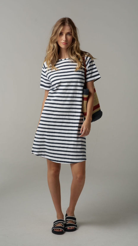 The Stripe Cotton Tee Shirt Dress (C1625-26-S25)