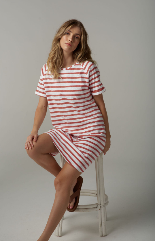 The Stripe Cotton Tee Shirt Dress (C1625-26-S25)