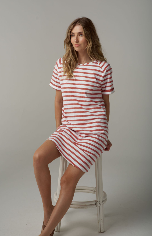 The Stripe Cotton Tee Shirt Dress (C1625-26-S25)