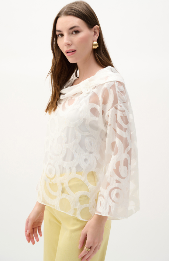 Burnout Woven Boxy Top With Cowl Neck (262020)