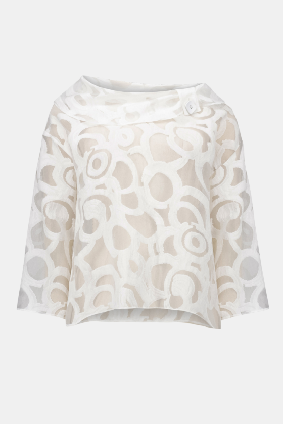 Burnout Woven Boxy Top With Cowl Neck (262020)