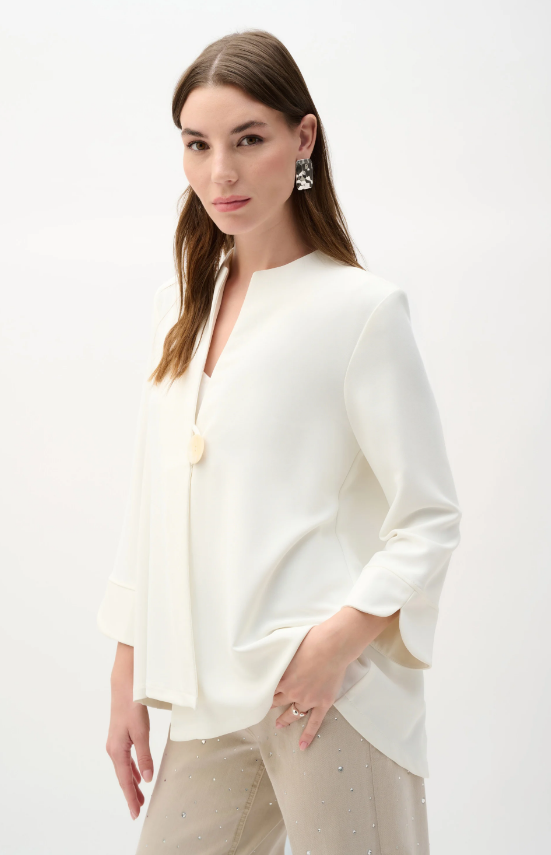 Woven Twill Swing Jacket With Statement Button (262063)