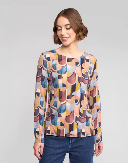 Long Sleeve Round Neck Printed Top (4310)