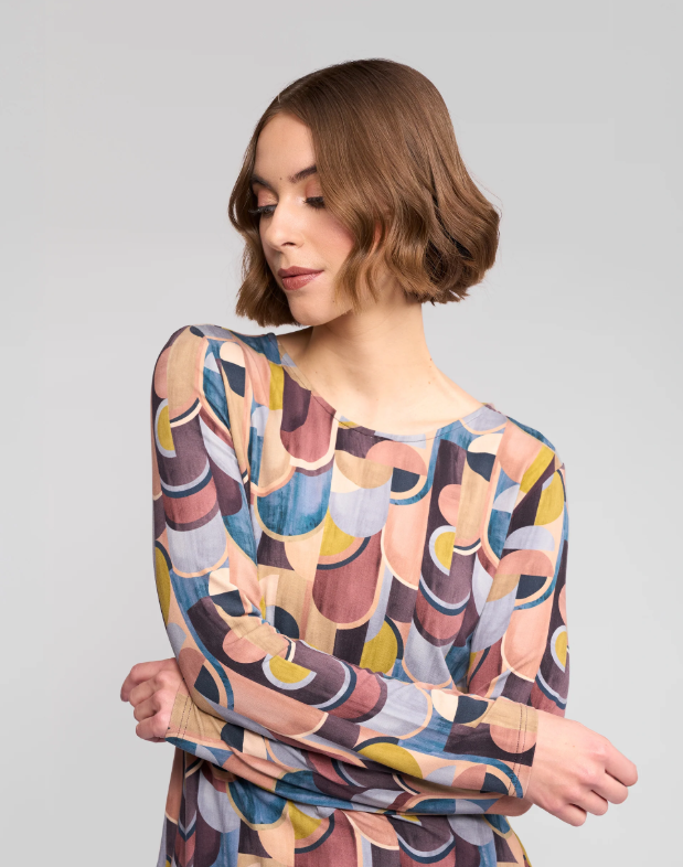 Long Sleeve Round Neck Printed Top (4310)