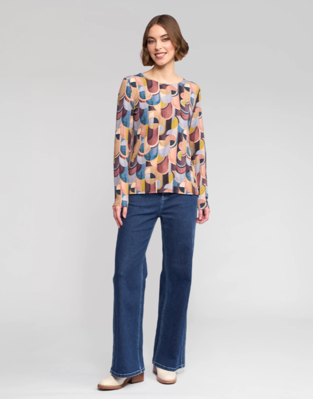 Long Sleeve Round Neck Printed Top (4310)