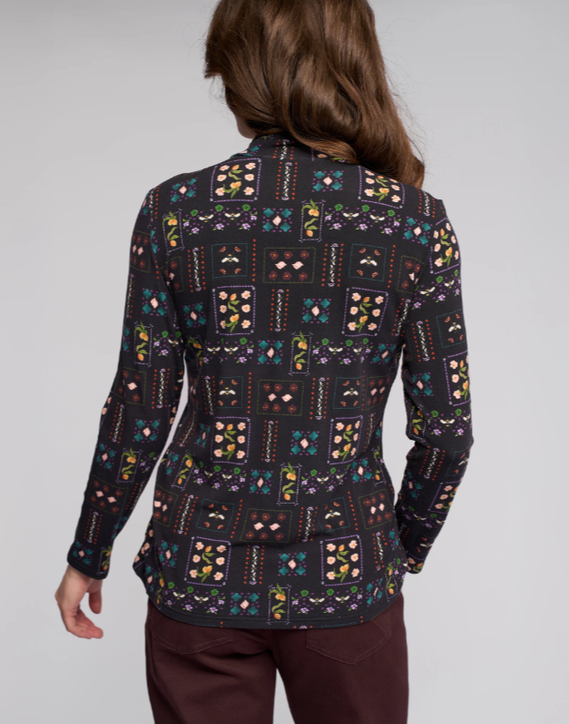Long Sleeve High Neck Printed Top (4344)