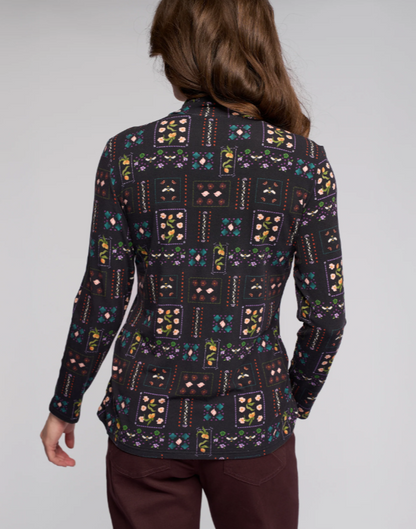 Long Sleeve High Neck Printed Top (4344)