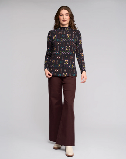 Long Sleeve High Neck Printed Top (4344)