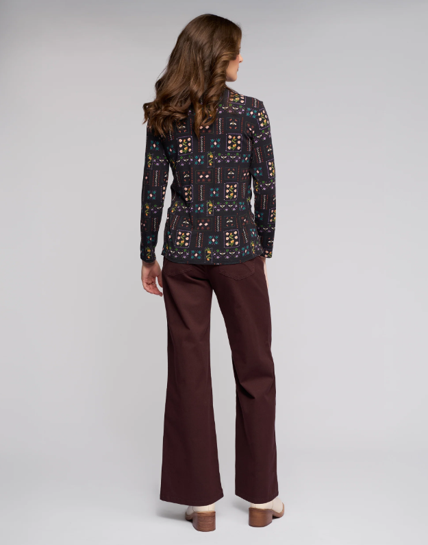Long Sleeve High Neck Printed Top (4344)