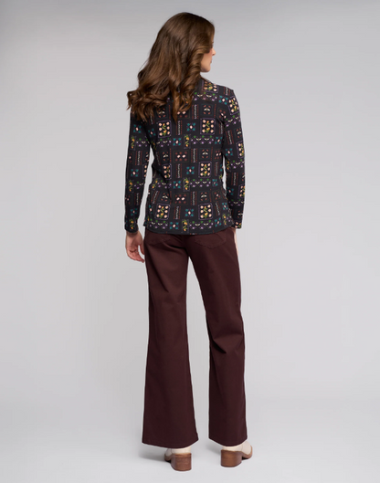 Long Sleeve High Neck Printed Top (4344)