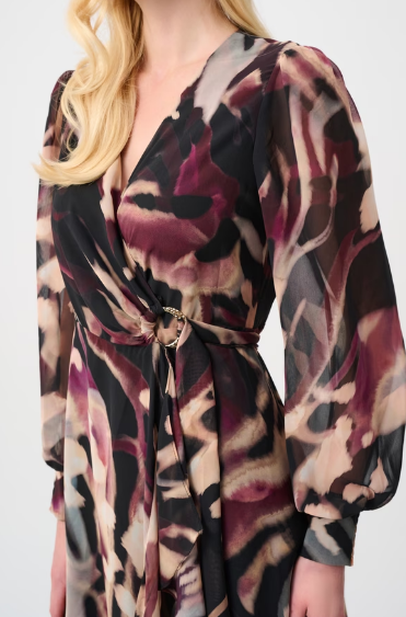 Animal Print Puff Sleeve Dress (263739)