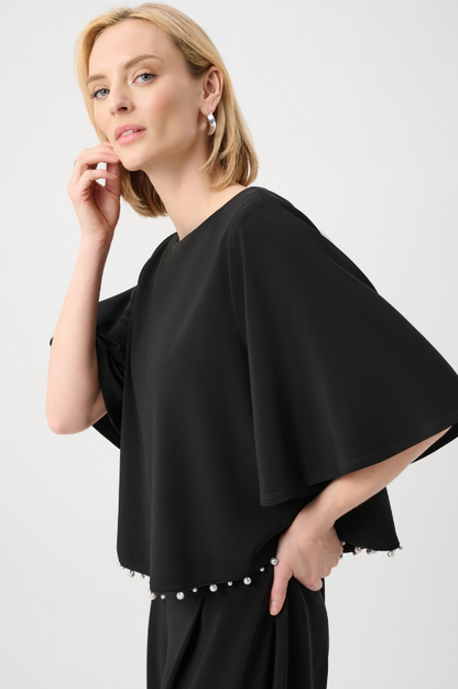 Jewel Embellished Boat Neck Pullover (263116)